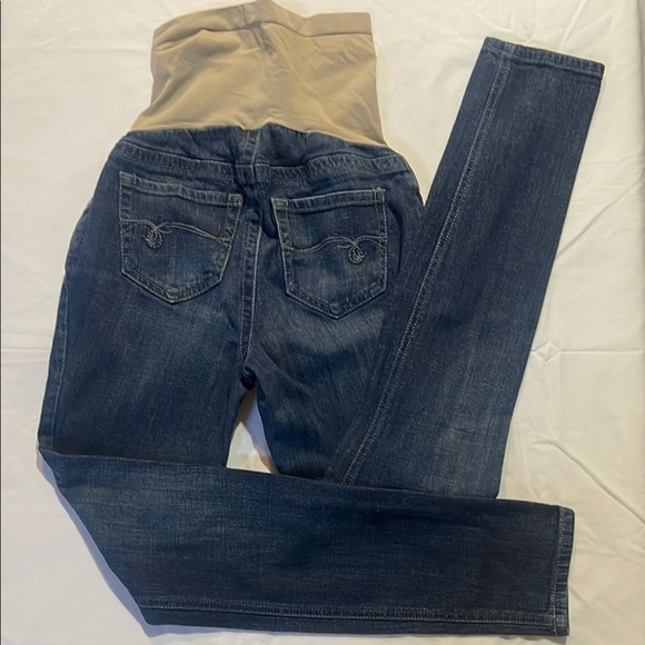 Indigo Blue Straight Leg Jeans in Blue and Tan - Picture 5 of 10